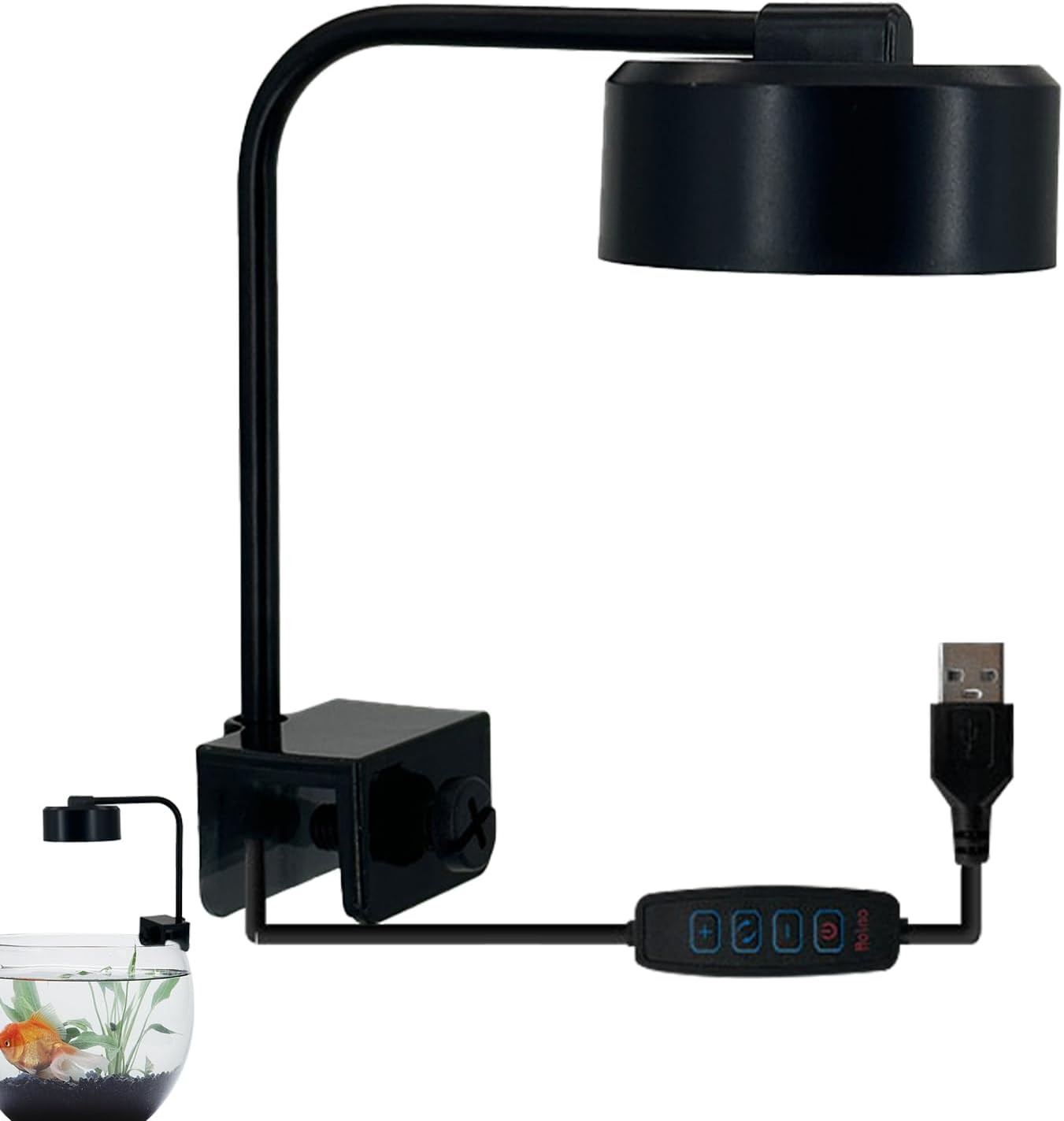 LED Aquarium Light, Saltwater Fish Tank Lamp, 6.1x2.36x5.35 inches Smart 3 Modes Brightness Adjustable Lighting, 360 Degree Flexible Arm, Marine Aquarium Lights for Shrimp