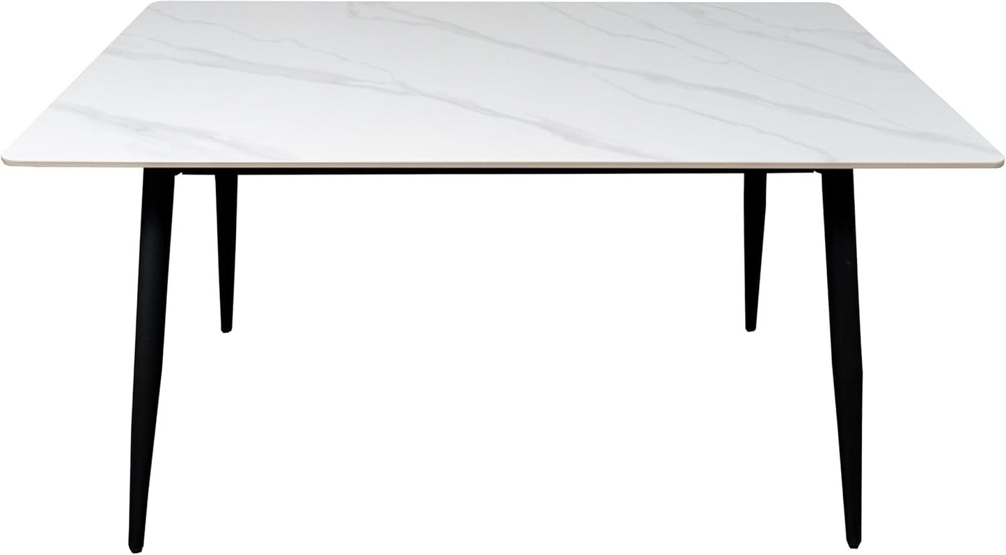 CB Home Sintera Sintered Stone Dining Table – Stylish, Durable, and Heat-Resistant Table (Seats 4-6)- Glossy Marble Effect Top