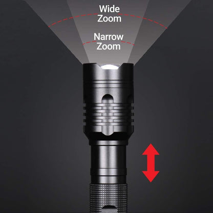 Feit Electric LED Tactical Flashlight - Aluminum Alloy - Zoomable Strike Bezel; Illuminate up to 1,000 feet - Adjustable Brightness 600 to 1700 Lumen | Requires 4-C Batteries