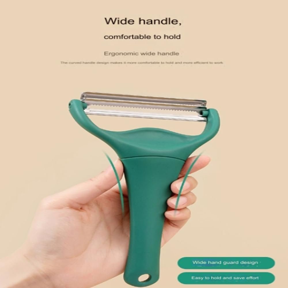 Cabbage Peeler Pro with 2 Blades, Julienne and Shaving Stainless Steel Vegetable Slicer for Cabbage, Heavy-Duty Dark Green Peeler for Slaw, Salads, and Bulk Meal Prep