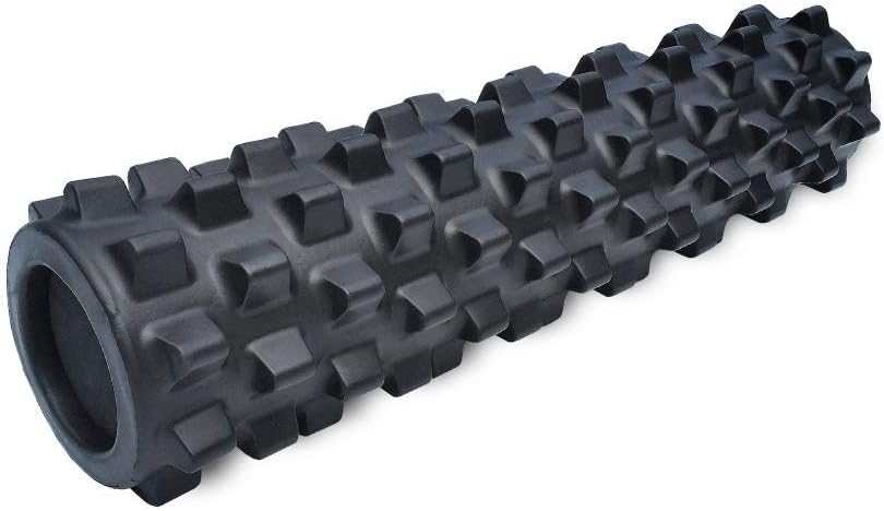 RumbleRoller - Extra Firm Textured Muscle Foam Roller Manipulates Soft Tissue Like A Massage Therapist (Black, Mid Size)