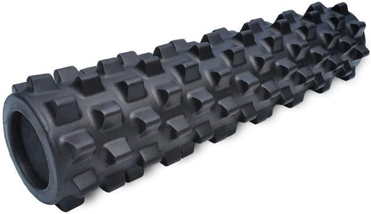 RumbleRoller - Extra Firm Textured Muscle Foam Roller Manipulates Soft Tissue Like A Massage Therapist (Black, Mid Size)