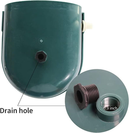 Automatic Water Bowl Plastic Livestock Stainless Steel Cover Waterer Dog Drinking Cattle Horse Drinker with Float Valve & Drain Plug & 1/2 Inch Pipe (Green)