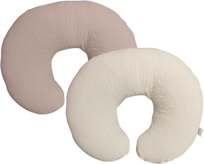 lethooly Nursing Pillow Cover,Muslin Cotton,Removable Cover for Breastfeeding Pillows, 2-Pack Pillow Covers, Ultra-Soft Baby Nursing Pillow, Fits Newborn Feeding Pillow 22.5IN*18IN (Sand), FHFHR-3D