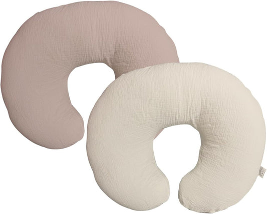lethooly Nursing Pillow Cover,Muslin Cotton,Removable Cover for Breastfeeding Pillows, 2-Pack Pillow Covers, Ultra-Soft Baby Nursing Pillow, Fits Newborn Feeding Pillow 22.5IN*18IN (Sand), FHFHR-3D