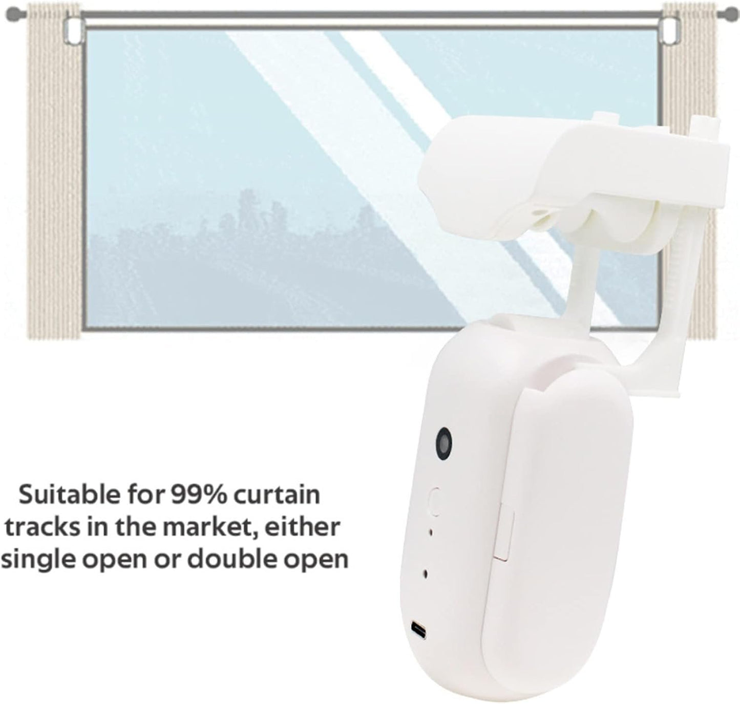 Automatic Curtain Opener Closer Robot Wireless Smart Curtain Motor Timer Voice Control Smart Home Automation Device for for I Rail/U Rail/Rod Compatible with Alexa Google,I Rail