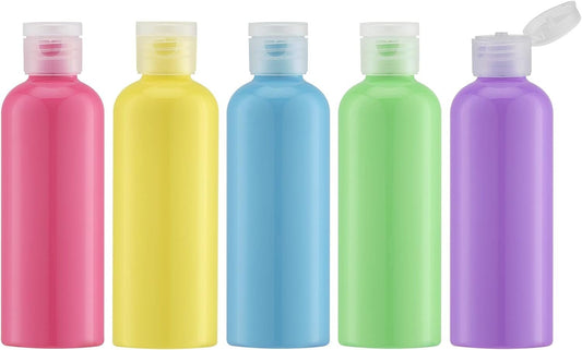 LISAPACK 3.4oz Travel Bottles For Toiletries (5pcs), Travel Size Containers for Shampoo (100ml, Multi-colored)