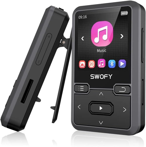 32GB Clip Mp3 Player with Bluetooth 5.0, Mini Portable Wearable Mp3 Player with FM Radio Recording, Music mp3 Player for Kids with Pedometer Mp3 and Mp4 Player, Max 128GB TF Card (Black)