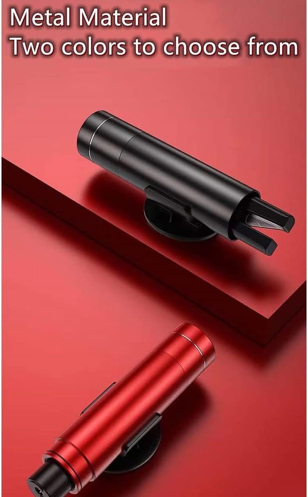 HHXS 2 Pack Car Safety Hammer Emergency Escape Tool One Second Window Breaker Seatbelt Cutter Glass Life-Saving Artifact-Red+Black