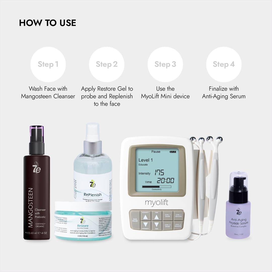 MyoLift Mini Microcurrent Facial Device - Non-Invasive Face Lift, Facial Skin Care Products for Anti Aging, Skin Tightening - Esthetician Supplies and Skin Care Tools - Up to 400 Microamps