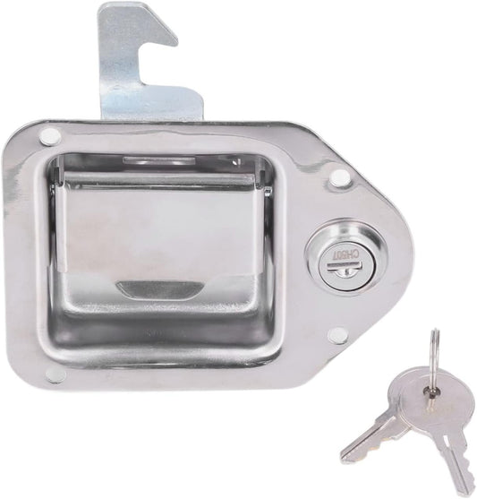 Aramox 304 Stainless Steel Tool Box Handle Latch with 2 Keys Paddle Lock, Fit for Truck RV Trailer ATV UTV, Silver