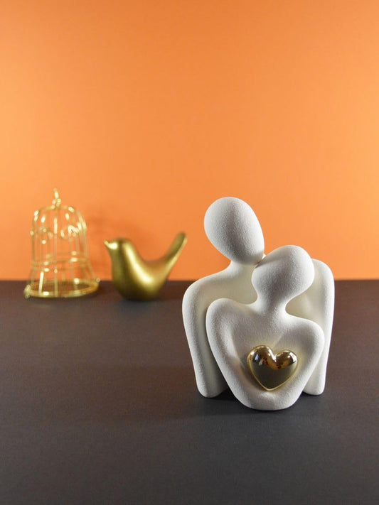 Modern Ceramic Couple Sculpture - Abstract Love Statue Ornament Figurine for Home Decor in Living Room, Bedroom,Office - Unique Couple Gift - Anniversary Birthday,Show Pieces for Home (White)