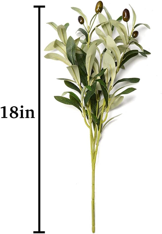 DVGUN 5 Pack Olive Branches Artificial Plants Greenery Stems Olive Leaves Fake Fruits Silk Plants