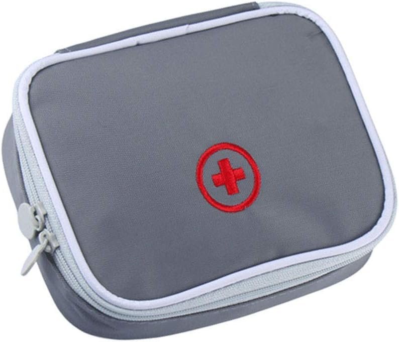 iMapo Portable Mini Travel Medicine Bag, Empty First Aid Kit, Small Medical organizer storage Pouch, Pill Drug Package Container for Outdoor Activities Sports Camping Hiking Emergency -Grey (Bag Only)