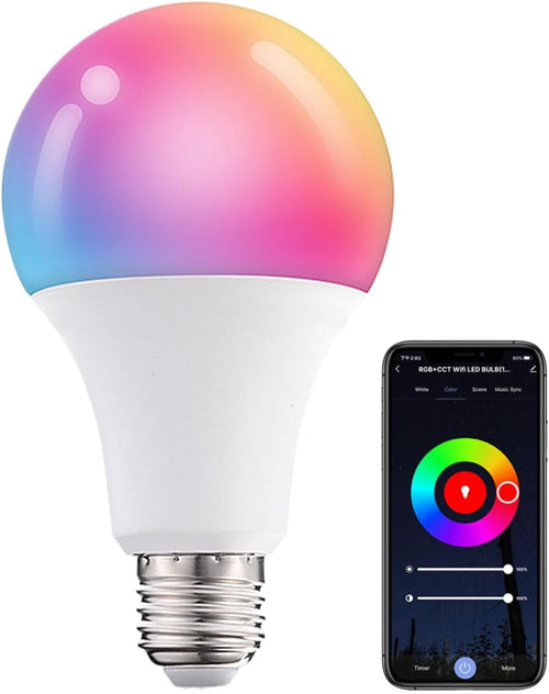Generico Color Changing Smart Light Bulbs, Wireless LED Bulbs for Living Room and Bedroom, Dimmable RGB WiFi with 16 Million Colors, Music LED Bulb for Custom Lighting Experience