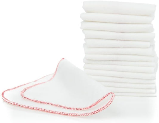 Buttons Flannel Baby Reusable Washable Natural Unbleached Wipes - 15 Pack