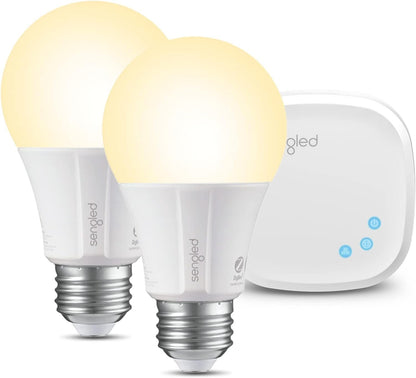 Sengled Smart Light Bulb Starter Kit, Smart Bulbs that Work with Alexa, Google Home, 2700K Soft White Alexa Light Bulbs, A19 E26 Dimmable Bulbs 800LM, 9 (60W Equivalent), 2 Bulbs with Hub