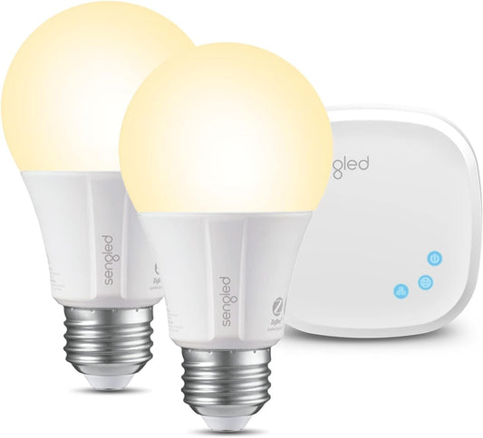 Sengled Smart Light Bulb Starter Kit, Smart Bulbs that Work with Alexa, Google Home, 2700K Soft White Alexa Light Bulbs, A19 E26 Dimmable Bulbs 800LM, 9 (60W Equivalent), 2 Bulbs with Hub