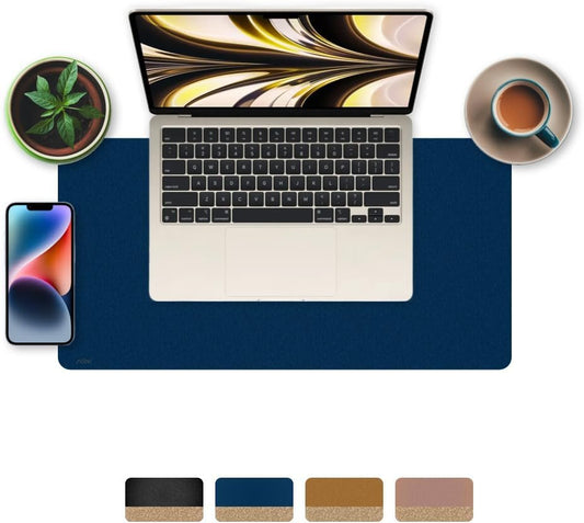 ARK Vegan Leather Desk Pad, Natural Cork Base Desk Mat, Non-Slip Large Mouse Pad, Comfortable for Your Keyboard, Laptop, and Mouse. Ideal Home Office Desk Accessories for Gaming and Remote Work Gifts