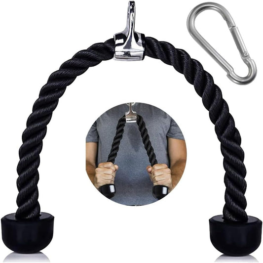 Tricep Rope Pull Down, Heavy Duty 27-inch Rope Length, Gym Accessories Coated Nylon Rope with Cast Steel Hook for Gym Workout Exercise