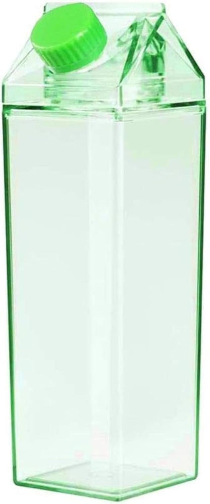 1000ml/34oz Cute Leakproof Clear Milk Carton Water Bottle Portable Drinkware for Outdoor Climbing Tour or Camping