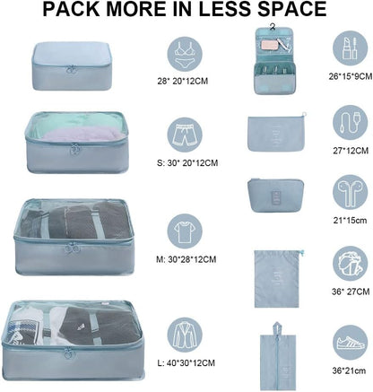 OSDUE Suitcase Organizer, 9 Pieces Travel Cube System, Separators Travel Pouches, Travel Organizers, Clothing Underwear Footwear Organizers Sacks Storage Suitcase Set