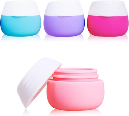 Travel Containers for Toiletries, Gemice Silicone Cream Jars, TSA Approved Travel Size Containers Leak-Proof Travel Accessories with Lid for Cosmetic Makeup Face Body Hand Cream (4 Pieces)