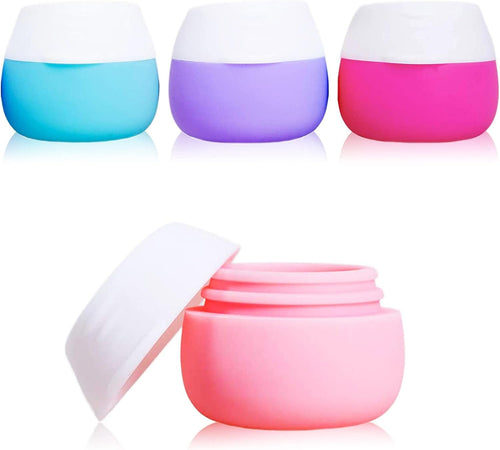Travel Containers for Toiletries, Gemice Silicone Cream Jars, TSA Approved Travel Size Containers Leak-Proof Travel Accessories with Lid for Cosmetic Makeup Face Body Hand Cream (4 Pieces)