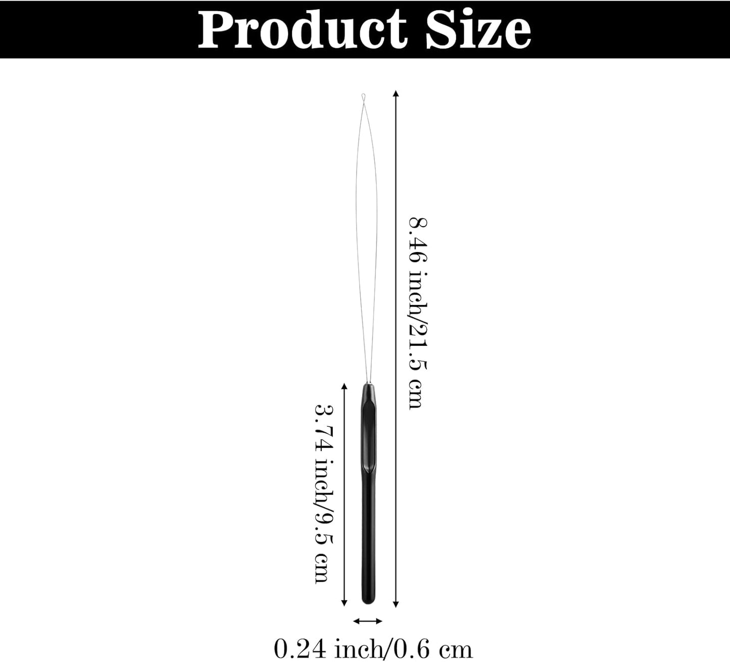 WLLHYF 10 Pieces Hair Extensions, Needle Threader for Hair Pulling, Hair Extension Tools, Micro Rings, Nano Beads, Hair Styling Accessories and Feathers (Black)