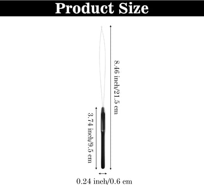 WLLHYF 10 Pieces Hair Extensions, Needle Threader for Hair Pulling, Hair Extension Tools, Micro Rings, Nano Beads, Hair Styling Accessories and Feathers (Black)
