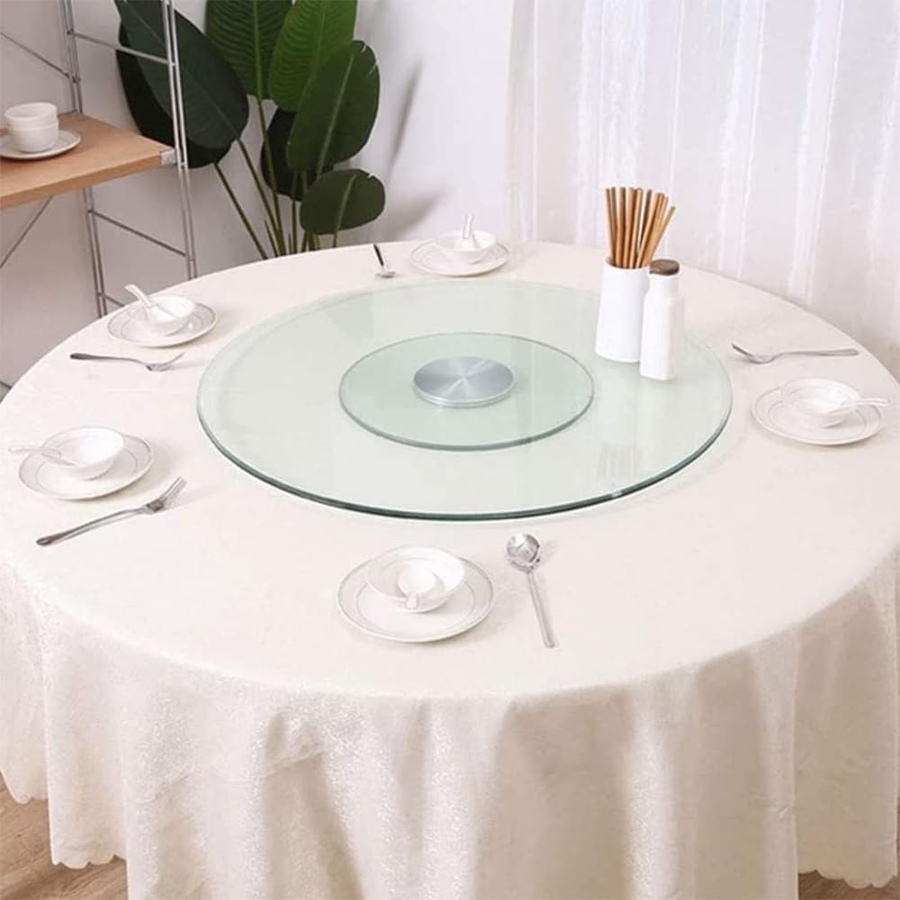 Tempered Glass Lazy Susan Turntable Dining Table Turntable Large Tabletop Serving Plate 24in/31in/36in/40in Rotating Tray 360° Swivel Display Serving Tray(60cm (24inch))