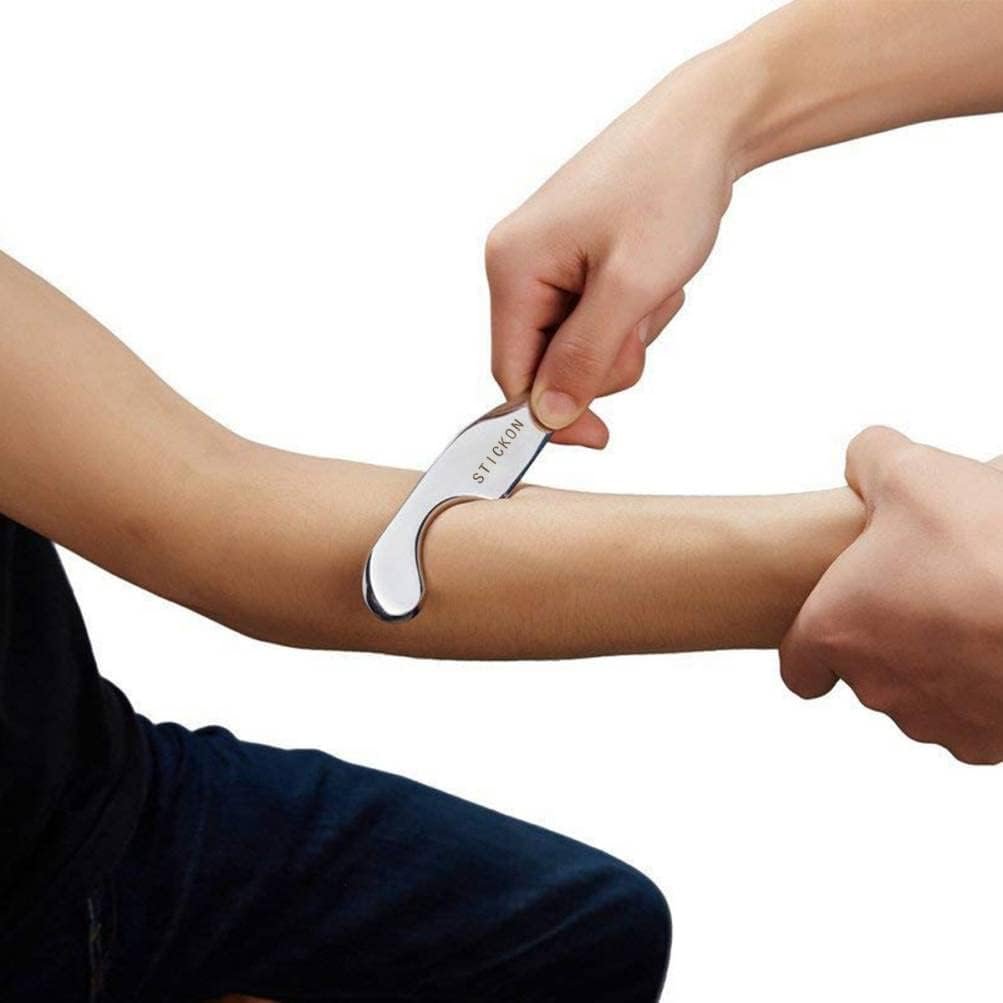 STICKON Medical Grade Stainless Steel Gua Sha Scraping Massage Tool IASTM tools for Soft Tissue Therapy and Reduce Back, Legs, Arms,Neck,Shoulder Muscle Pain (STICKON-e)