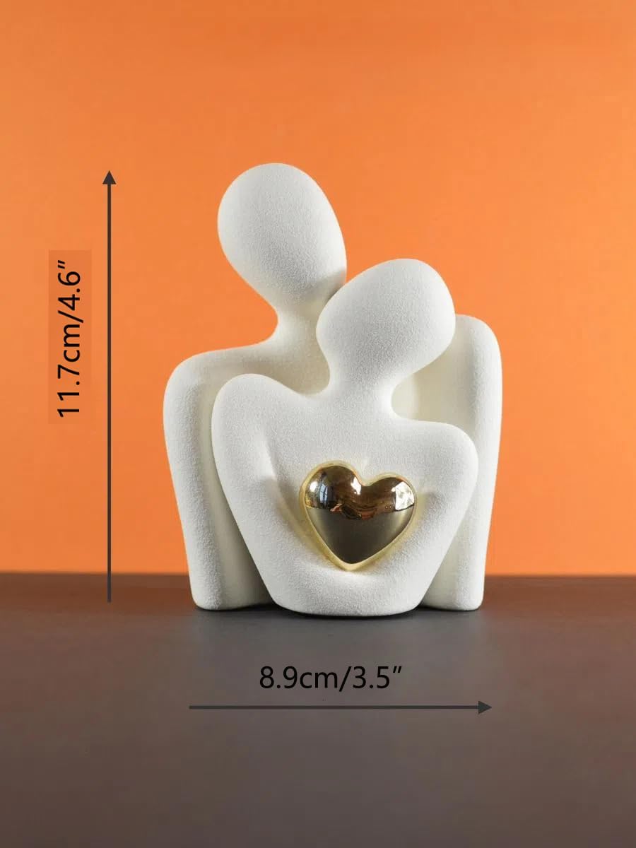 Modern Ceramic Couple Sculpture - Abstract Love Statue Ornament Figurine for Home Decor in Living Room, Bedroom,Office - Unique Couple Gift - Anniversary Birthday,Show Pieces for Home (White)
