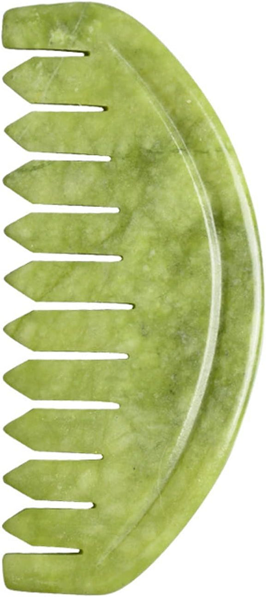 TEONEI Jade Head Comb Massage,Natural Jade Stone Head Therapy Massage Comb,Jade Hair Comb Scalp Massager Comb Scalp Care Massage Tool (3.14X1.57X0.16inch)