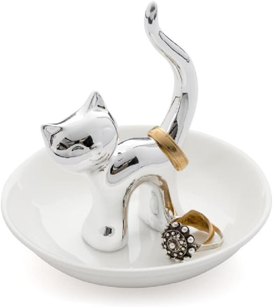 Balvi - Ceramic Cat Ring Holder Tray for Rings and Jewellery. Made of Ceramic. Shape