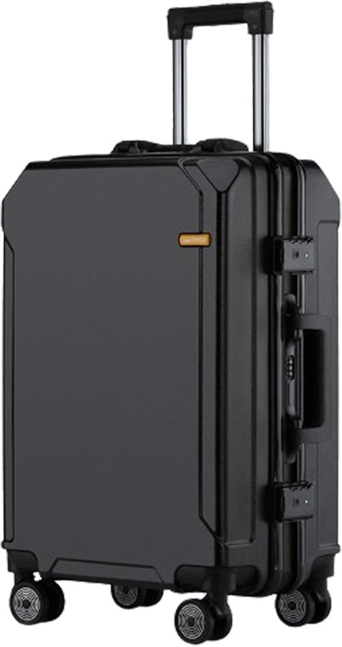 GUHPZA Anti-Scratch and Pressure Resistant Suitcase, Charging Port, Password Lock, Height Adjustable Trolley Case for Business Travel (Black Black Frame C)