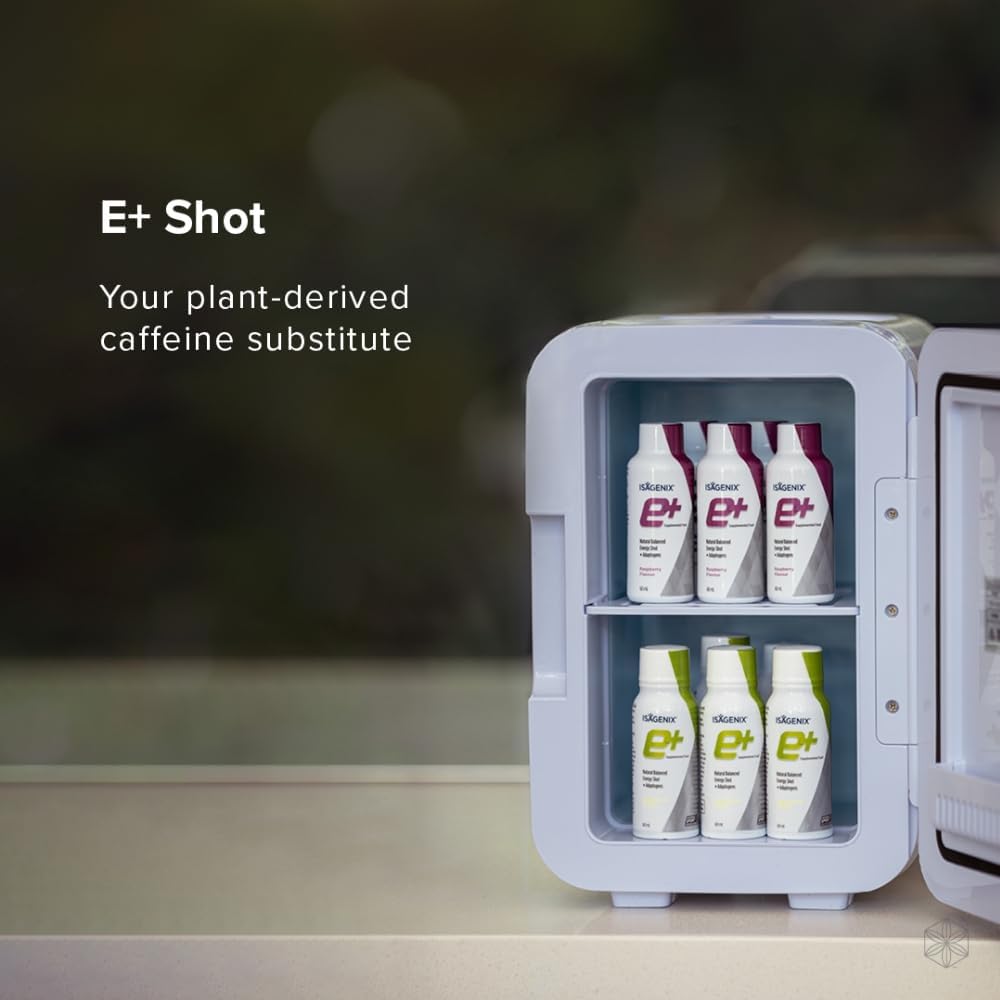 ISAGENIX Energy Shot with Adaptogens - E+ Shot - Energy Drink - 60 ml Size - Pack of 6 - Raspberry