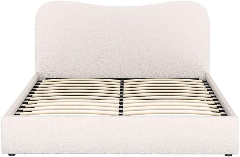 Artiss Bed Frame Queen Size Mattress Base Wooden Platform Boucle White DARA