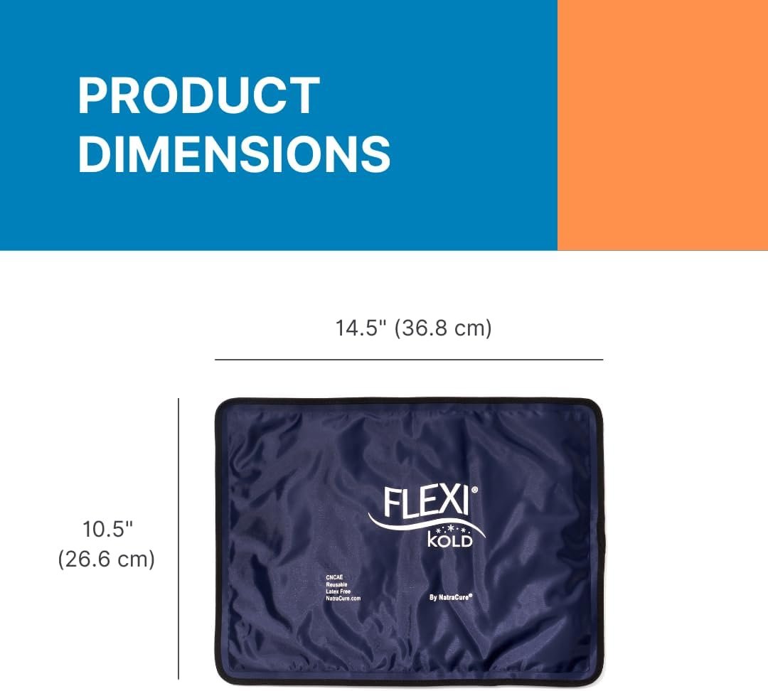 FlexiKold Gel Ice Pack (Standard Large: 26.5 cm X 36.8 cm) Ice Pack for Injuries, Reusable Cold Pack for Back Pain Relief, Migraine Relief Pad, After Surgery Comfort, Postpartum essentials, Headache, Shoulder, Ankle, Neck, Hip - 6300-COLD by NatraCure