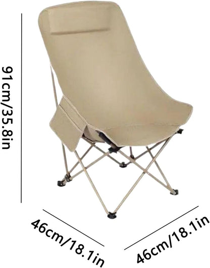 Folding Camping Chair, Portable Beach Seat, Breathable Outdoor Gear, 35.83x18.11x18.11 Inches Ideal for Garden, Hiking, Travel, Fishing, Picnic, Sports, Backyard Use, Khaki