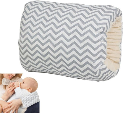 LENOTEX Breastfeeding Pillows Cotton Nursing Arm Pillow Skin-Friendly Feeding Pillow Mini Arm Pillow for Breastfeeding Washable Nursing Pillow for Bottle Feeding (Grey Fine Stripe)
