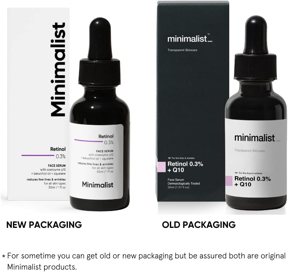Minimalist 0.3% Retinol Serum For Anti Aging | Night Face Serum With Retinol & Q10 To Reduce Fine Lines & Wrinkles | For Women & Men, 30 ml, 1 Fl Oz (Pack of 1)