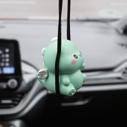 Swinging Dinosaur Hanging Ornament for Rear View Mirror, Cute Car Decor Accessories Interior, Pendant Hanging Swing (Green)