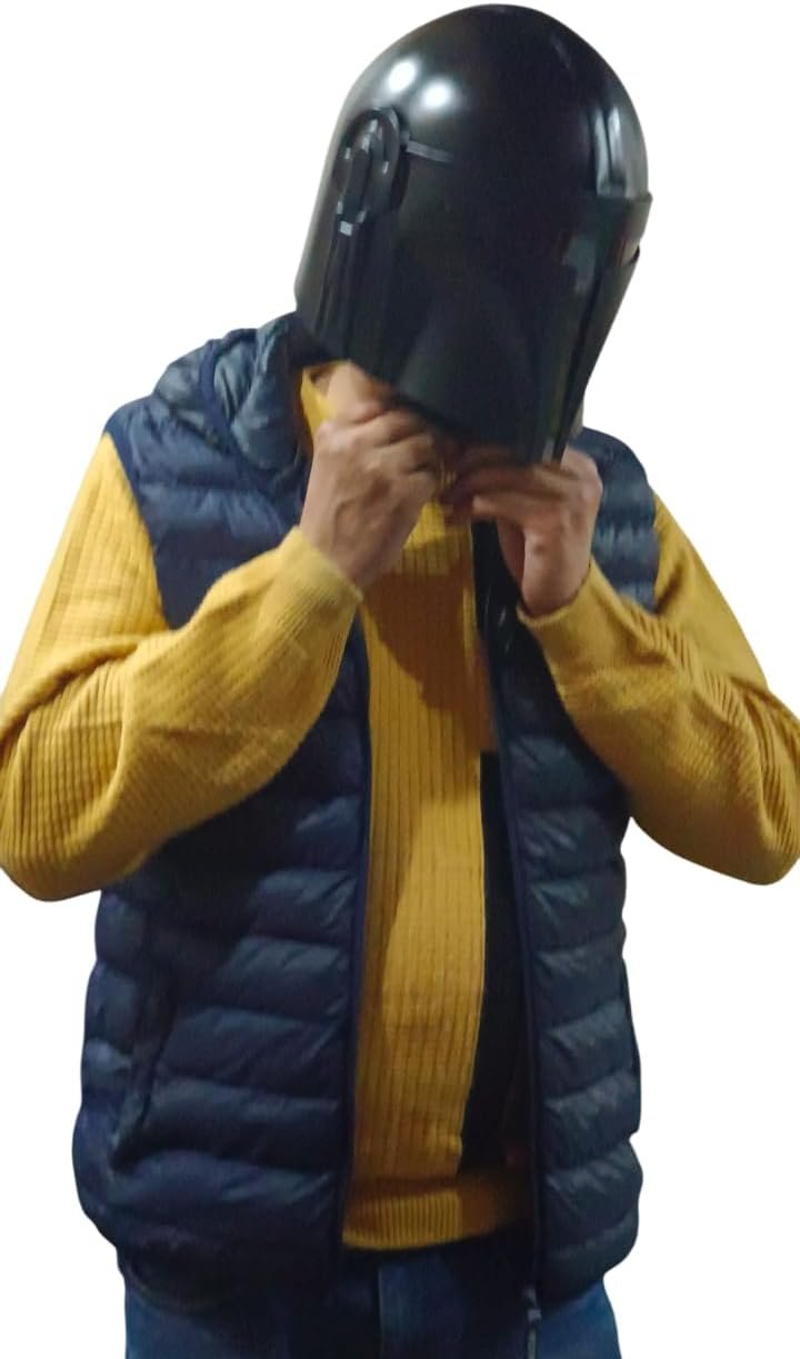 Mandalorian Black Steel Helmet Wearable Armor Boba Fett Movie LARP Men Costume Cosplayby Allory Tech