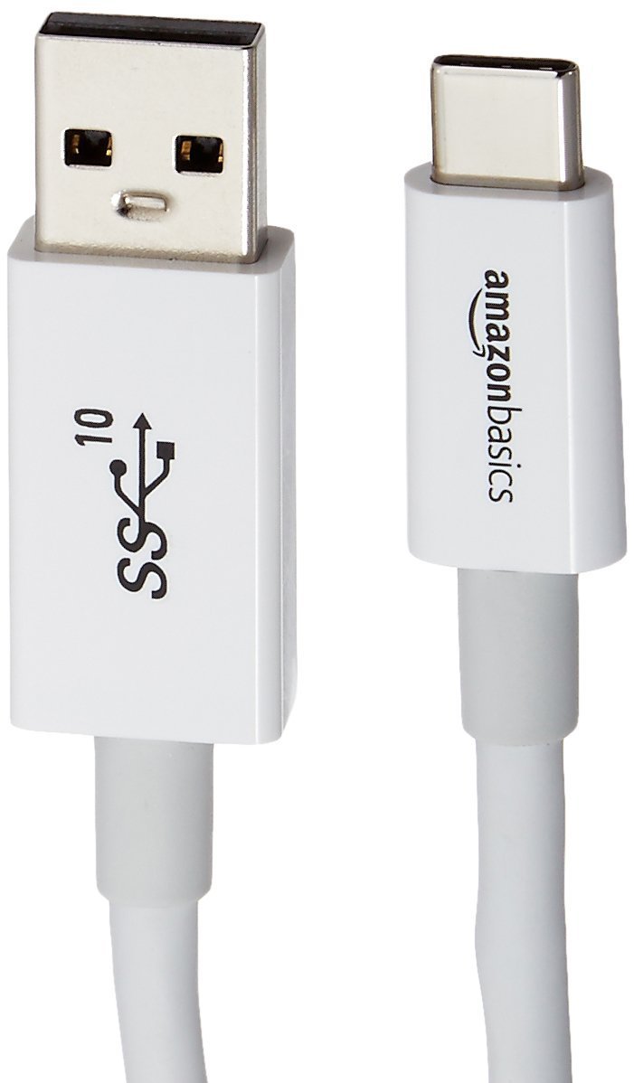 Amazon Basics USB-C to USB-A 3.1 Gen 2 Adapter Fast Charging Cable, 10Gbps High-Speed, 0.9 meters, White