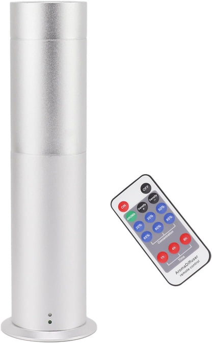 Scent Air Machine, Large Coverage Area Silver Cylindrical Shape Essential Oil Diffuser with Remote Control for Home (US Plug)