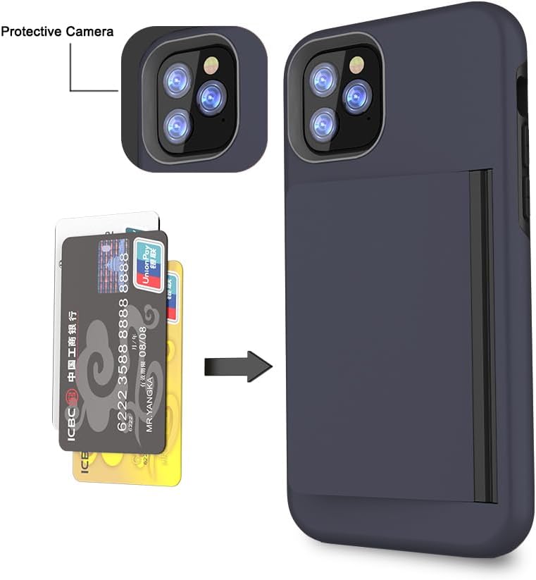 Asuwish Phone Case Compatible with iPhone 16 Pro 6.3 inch and Tempered Glass Screen Protector Cover Cell Accessories Card Holder Slot Kickstand Slim Protective i Phone16 i16 16Pro Women Men Navy Blue