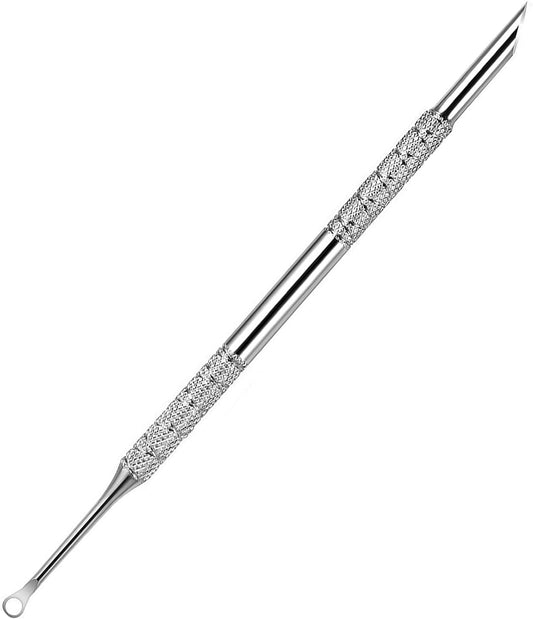 UYGTHI 2-in-1 Stainless Steel Cuticle Pusher, Dual-Ended Manicure Tool with Loop & Beveled Head, Lifts & Removes Cuticles, Professional Nail Care for Home and Salon Use