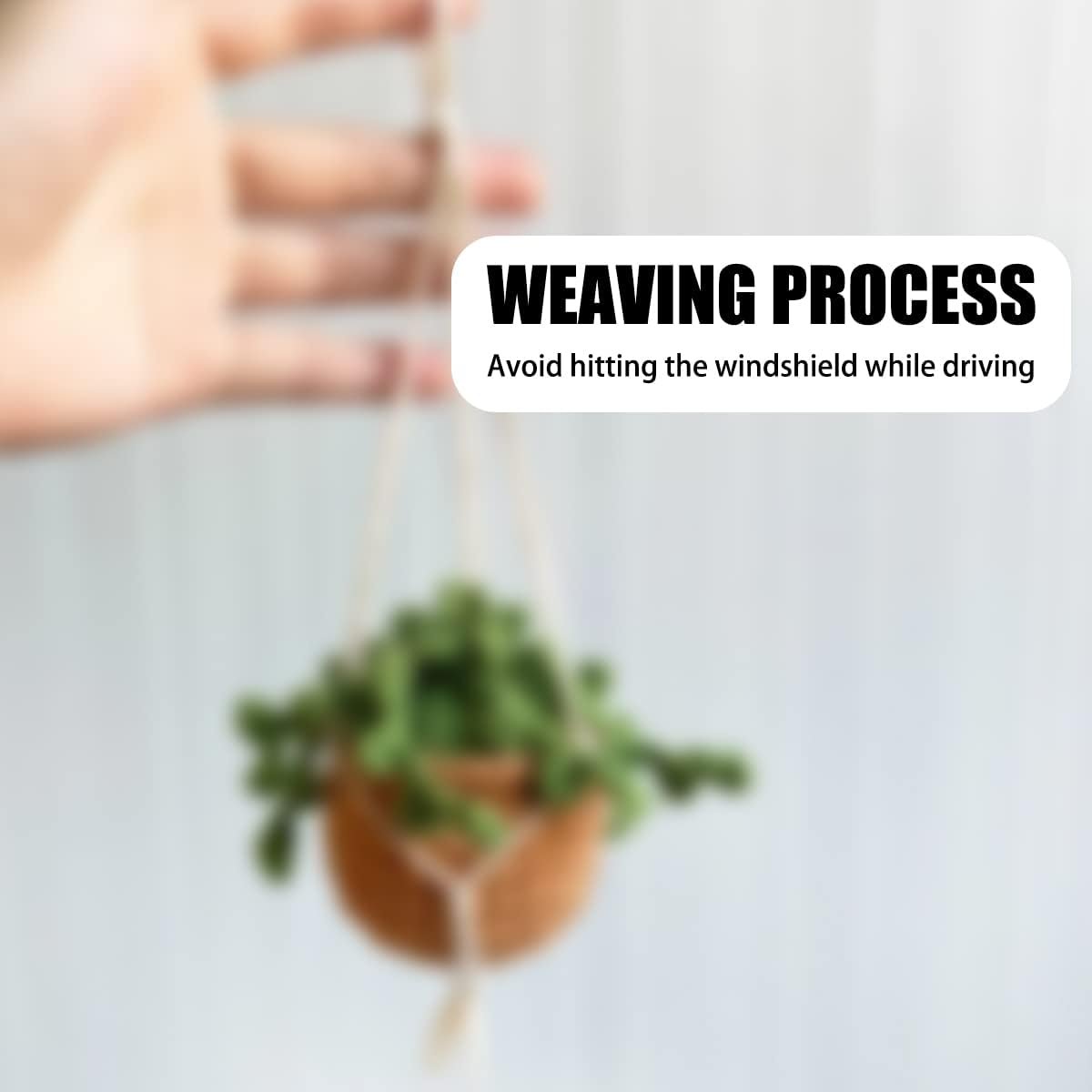 XINLIYA Crochet Cute Potted Plants, Hanging Handmade Knitted Decor for Women Men, Woven Cute Charms Ornament Pendant, Car Accessories Interior Aesthetic (Coffee/Green)