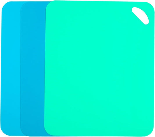 Plastic Flexible Cutting Mats for Kitchen, 3pcs Color Coded Chopping Board Set, Cutting Board Sheet for Kitchen Cooking, Dishwasher Safe（13x10.6"）